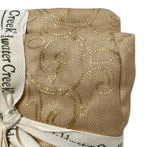 Coldwater Creek Luxury Throw Tan Empress Embroidered with Fringe NEW